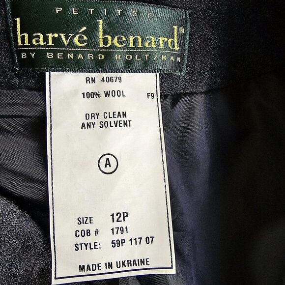 Vintage Harve Benard 100% Wool Button Down Suit Dress Size 12P - Picture 7 of 7